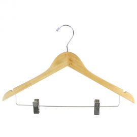 Flat Combo Suit Wooden Hanger, 17.5" X 7/16", Natural