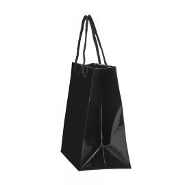 Glossy Black Shopping Tote Bags, 4.75" W x 6.75" L - 20Pcs