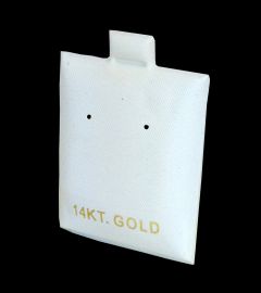 White Puff Earring card 1 1/2" x 1 3/4" 100 pcs 10K T Gold written