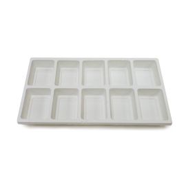 1 3/8"H DURABLE PLASTIC TRAY LINER 10 COMPARTMENT - WHITE